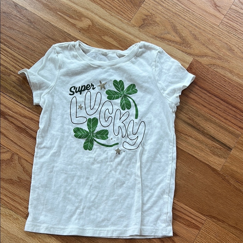 Carter's White and Green Shamrock Tee Short Sleeve
